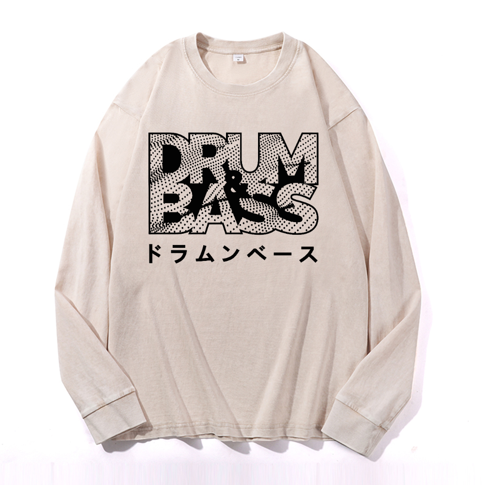 Drum and Bass Vintage Cotton Wash Long-sleeve T-shirt