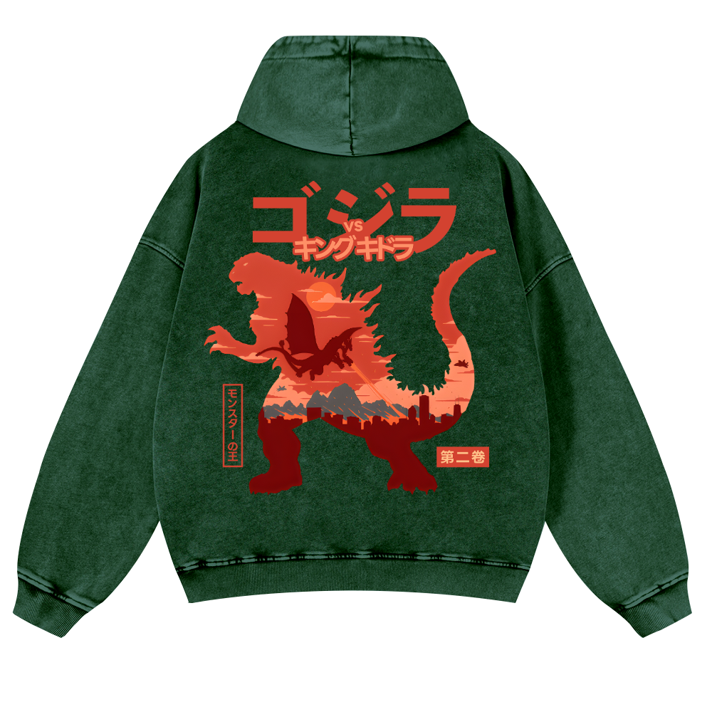 Kaiju Vintage Washed Cotton Back Art Hoodie