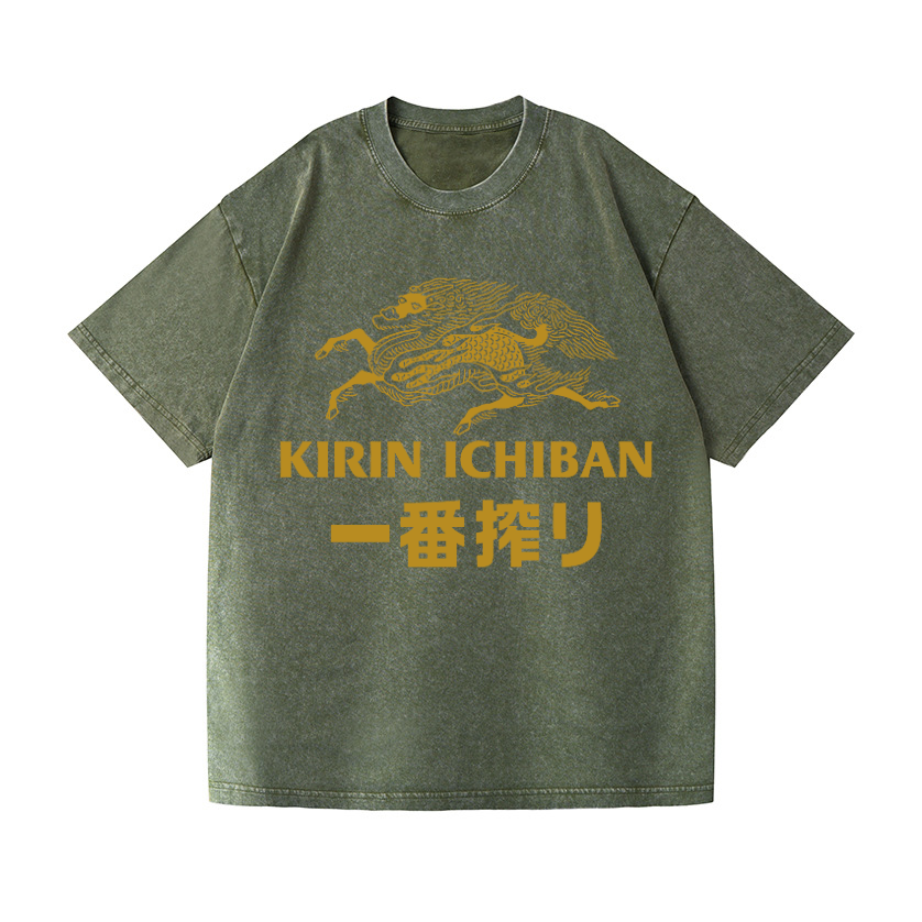 Kirin Ichiban Brewery Beer Vintage Wash Japanese Design T-Shirt