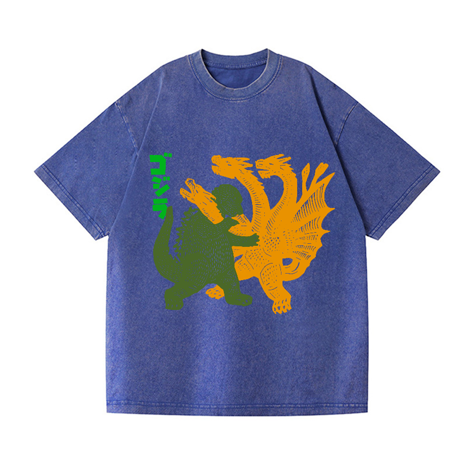 Kaiju vs Ghidorah Vintage Wash Japanese Design T-Shirt
