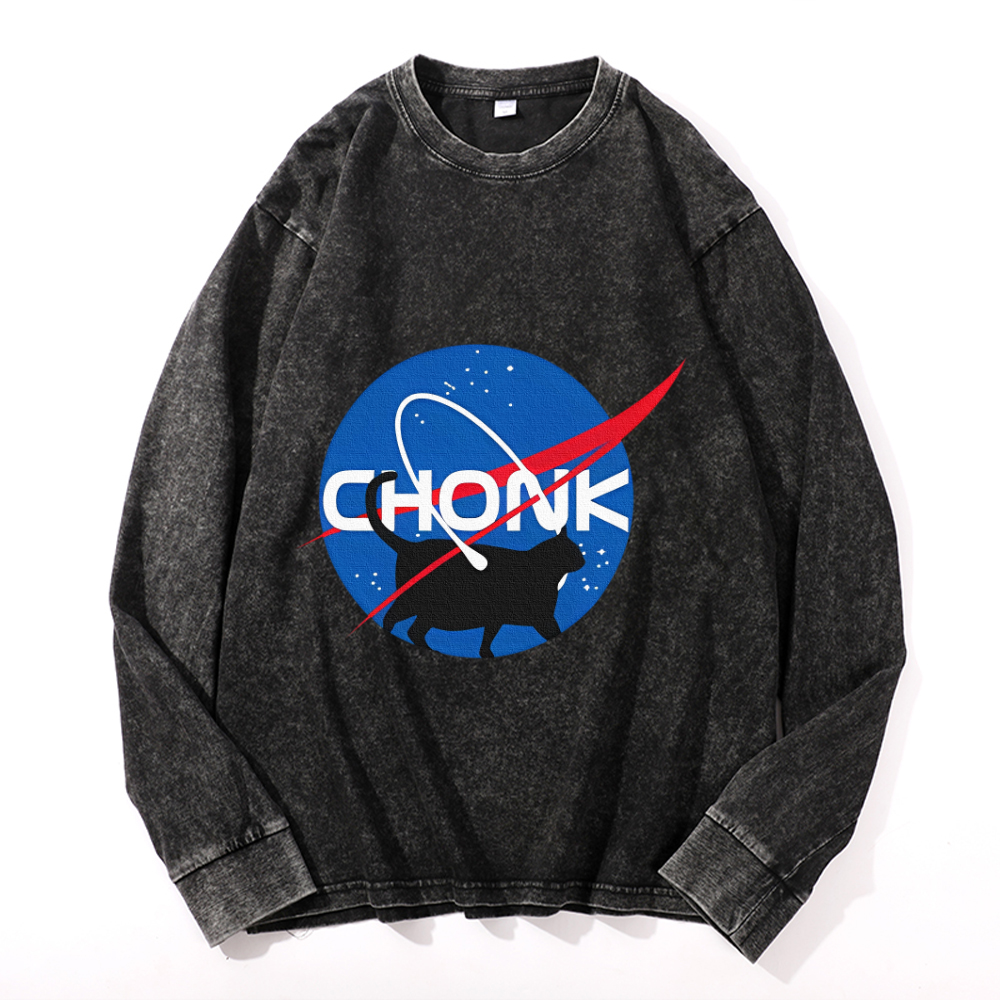 Vintage Cotton Wash Crewneck Long-Sleeve T-Shirt
