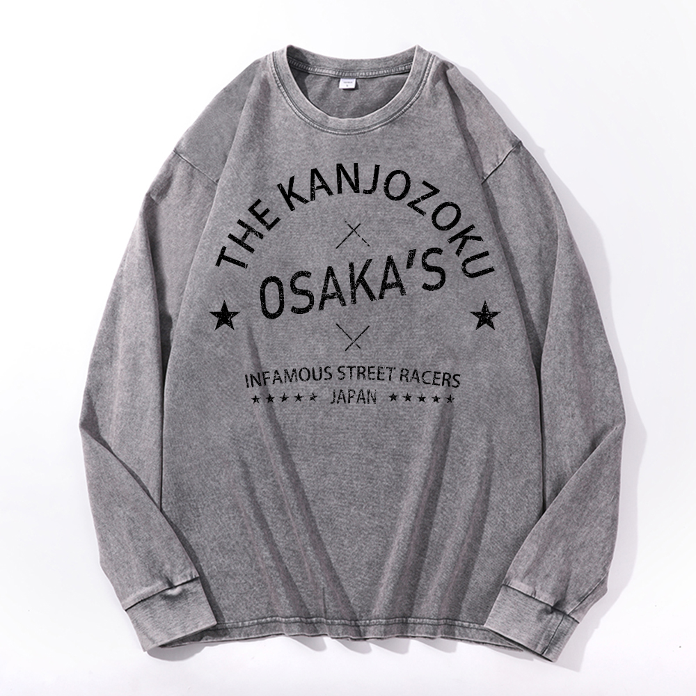 Osaka Vintage Cotton Wash Crewneck Long-Sleeve T-Shirt