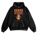 Osaka Dotonbori Drunken Fox Vintage Washed Thick Cotton Hoodie