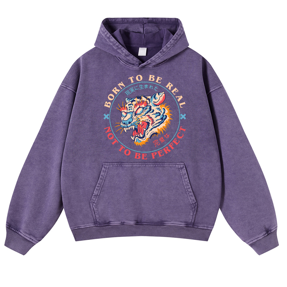 Tiger Vintage Washed Thick Cotton Hoodie