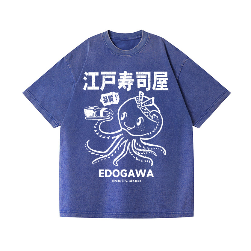 Edogawa  Octopus Vintage Wash Japanese Design T-Shirt