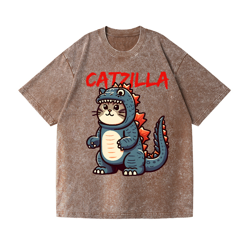 Catzilla Cat Kaiju Vintage Wash Japanese Design T-Shirt