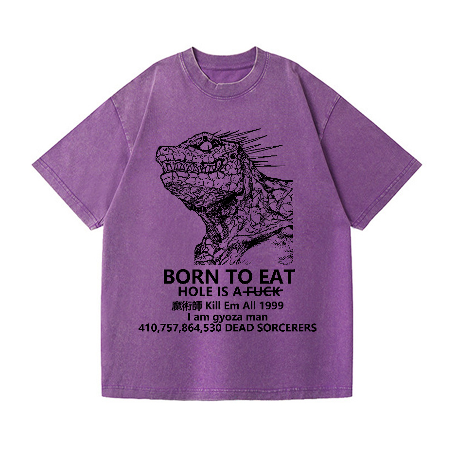 Born To Eat Kaiju Vintage Wash Japanese Design T-Shirt