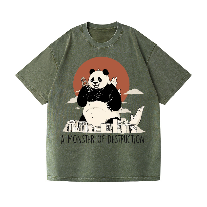 Panda Kaiju Vintage Wash Japanese Design T-Shirt