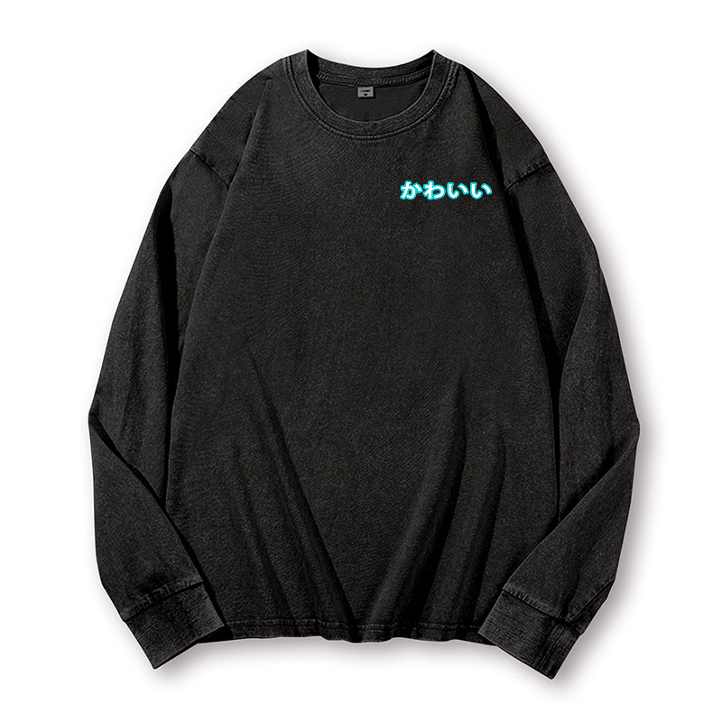 Hatsune Miku Vintage Washed Cotton Back Art Long-sleeve T-shirt