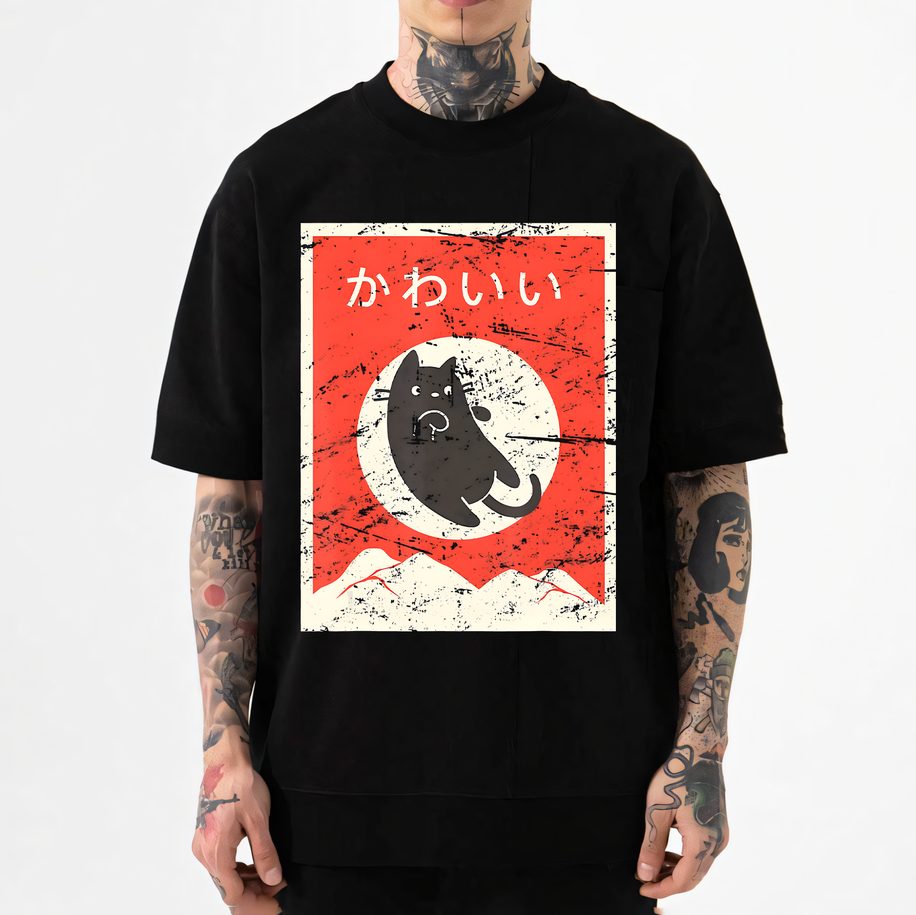 The Jumping Black Cat Japanese Style Classic Tee