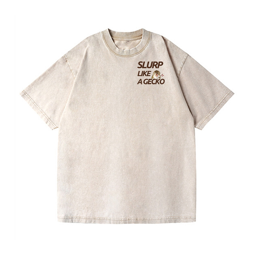 Gecko Vintage Wash Japanese Design Back Art T-Shirt