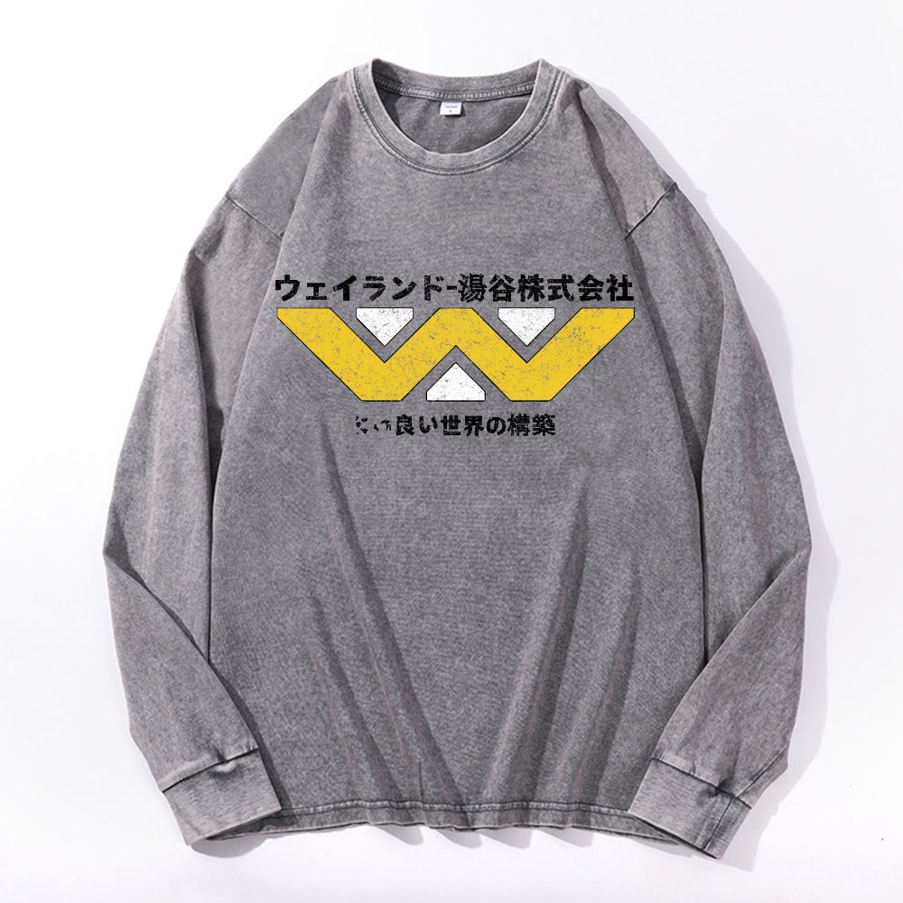 Weyland Yutani  Vintage Cotton Wash Crewneck Long-Sleeve T-Shirt