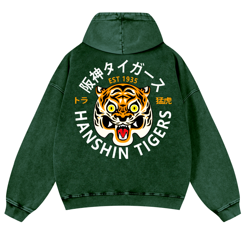 Hanshin Tigers Vintage Washed Cotton Back Art Hoodie