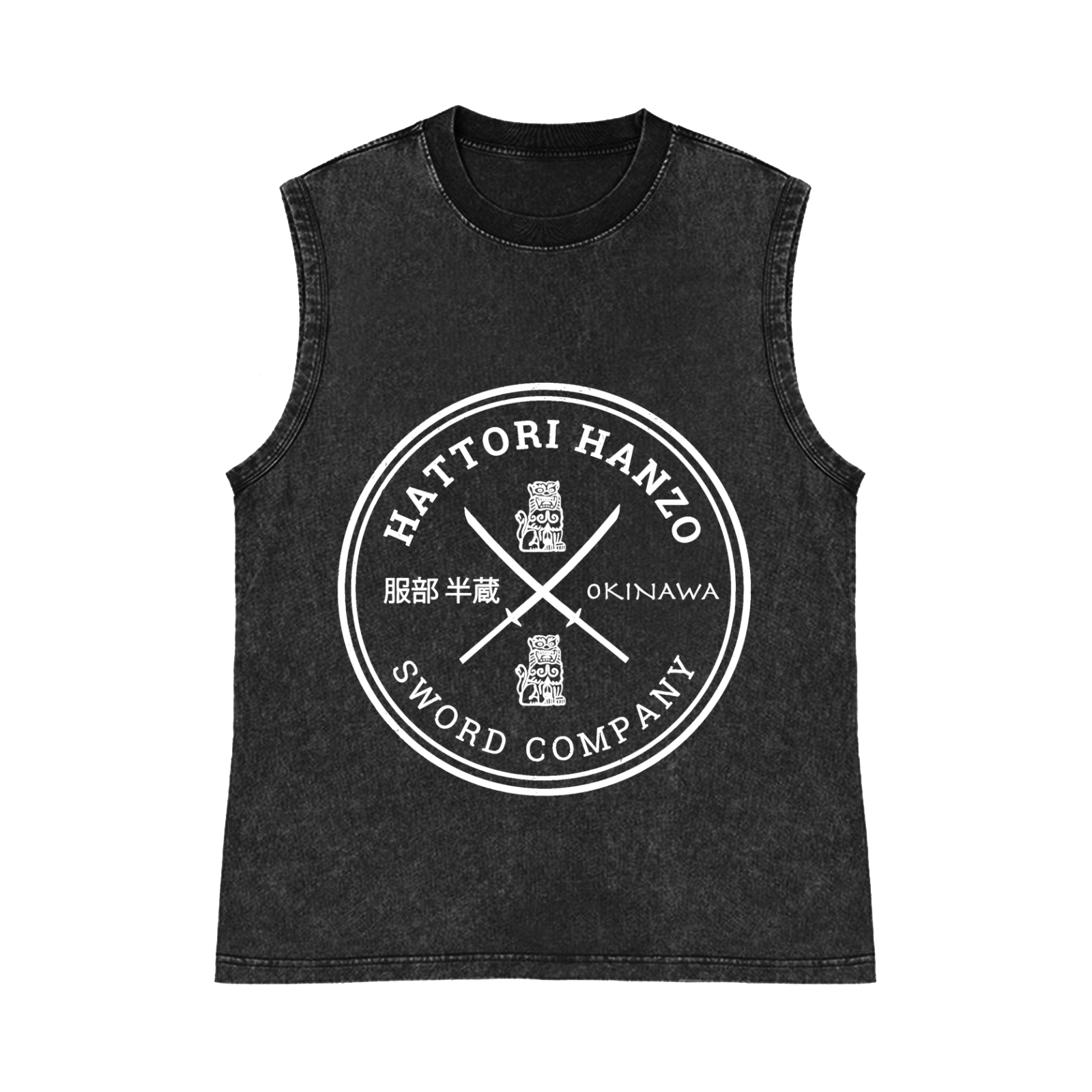 Hattori Hanzo Komainu Okinawa Sword Company Pure Cotton Wash-Dyed Sleeveless Tank Top