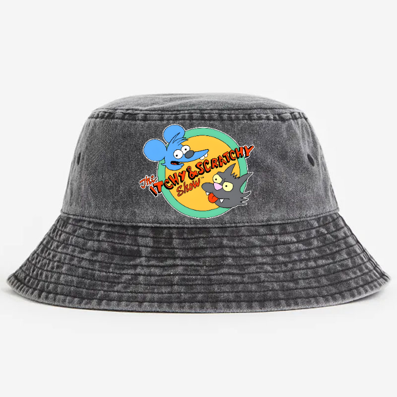 Simpsons The Itchy & Scratch Show Vintage 100% Cotton Bucket Hat