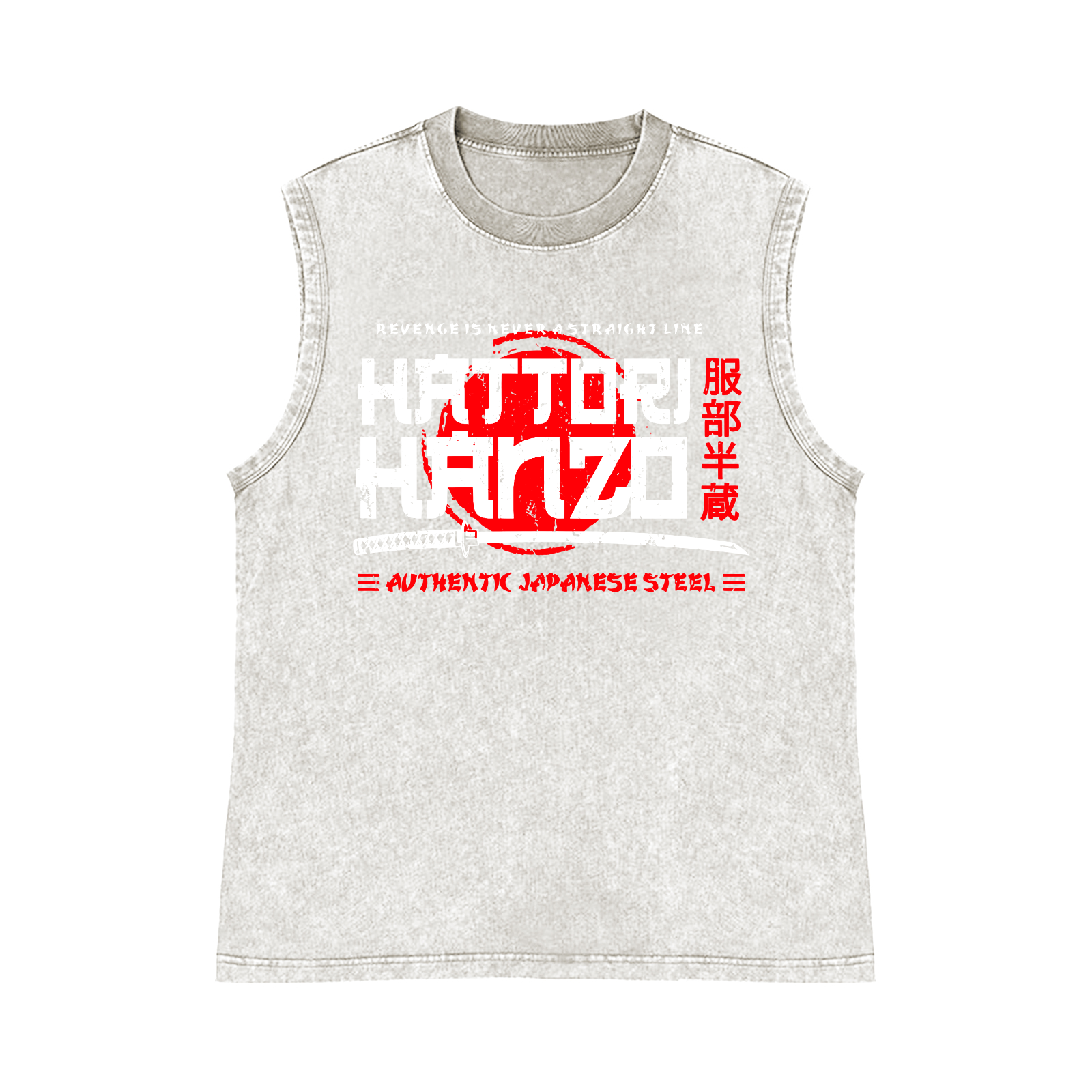 Hattori Hanzo Okinawa Japan Pure Cotton Wash-Dyed Sleeveless Tank Top