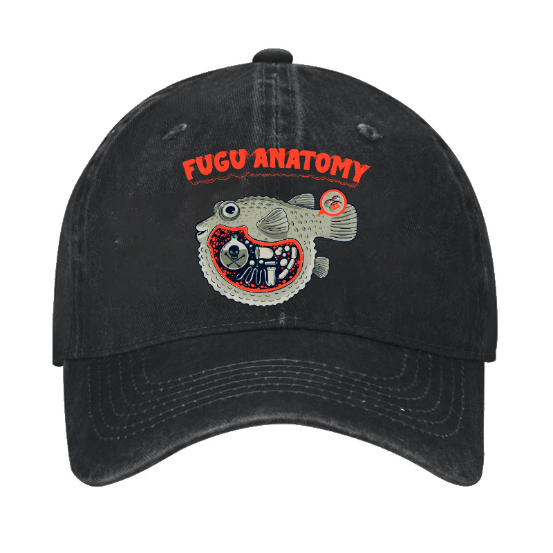 Fugu Anatomy Pufferfish Vintage Cotton Cap