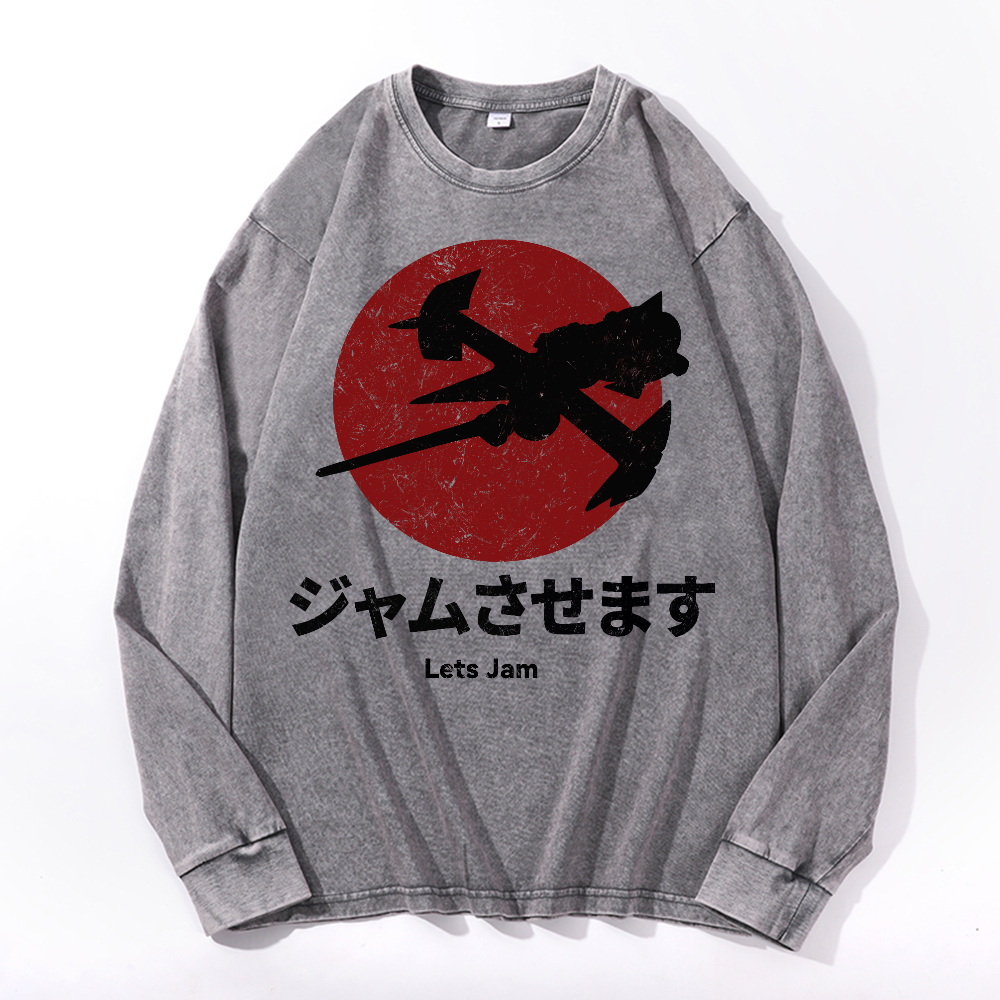 Cowboy Bebop Vintage Cotton Wash Crewneck Long-Sleeve T-Shirt