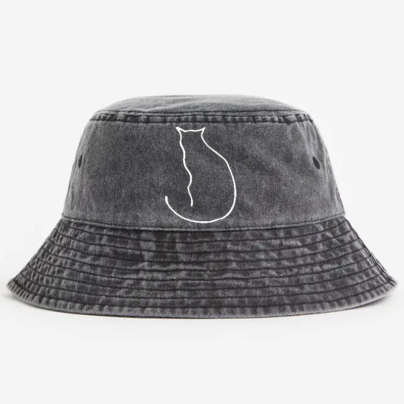 Mila Cat Vintage 100% Cotton Bucket Hat
