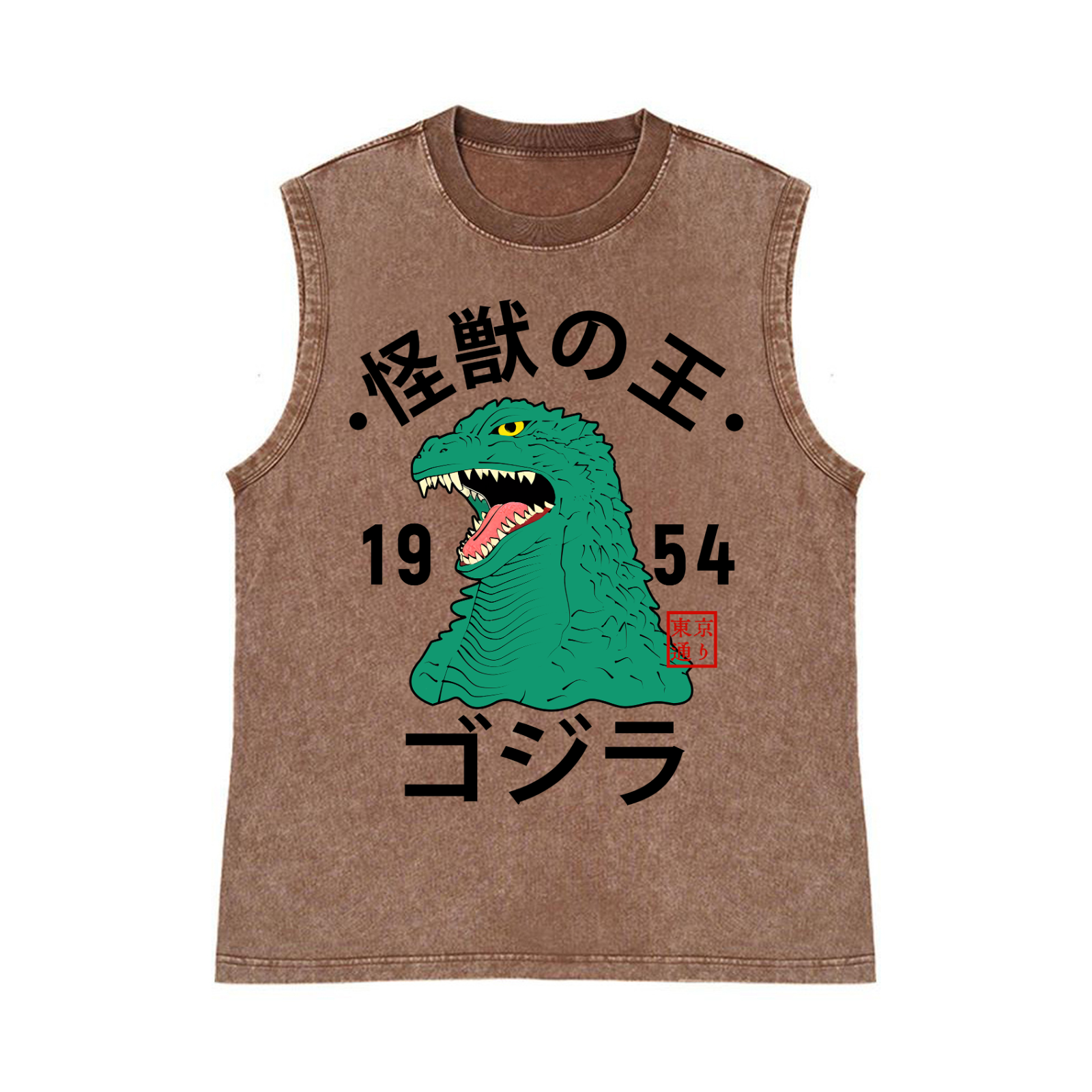 Kaiju Pure Cotton Wash-Dyed Sleeveless Tank Top