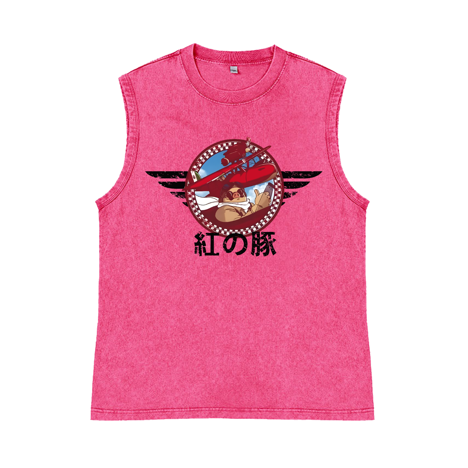 Ghibli Porco Rosso Pure Cotton Wash-Dyed Sleeveless Tank Top