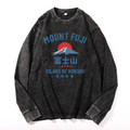 Fuji Mountain Vintage Cotton Wash Crewneck Long-Sleeve T-Shirt