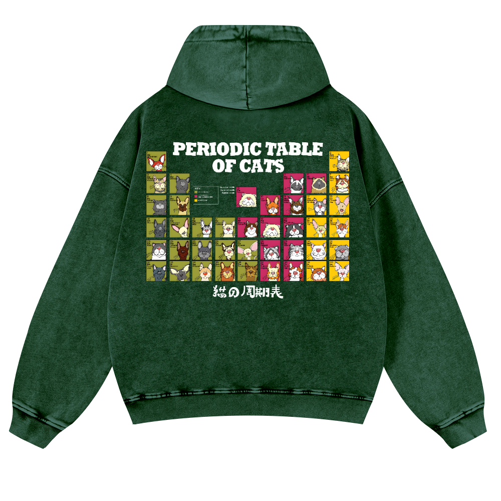 Periodic Table of Cats Vintage Washed Cotton Back Art Hoodie