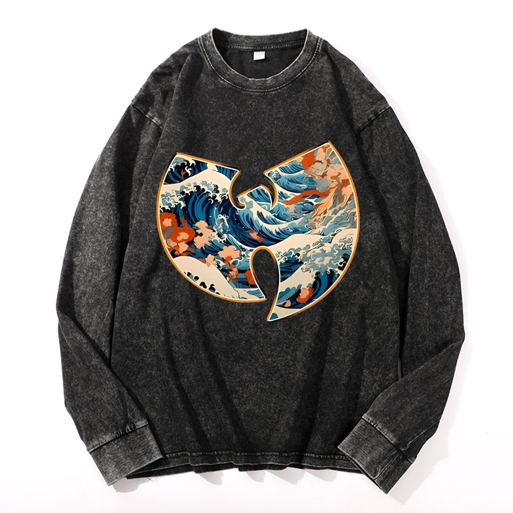 Vintage Cotton Wash Crewneck Long-Sleeve T-Shirt