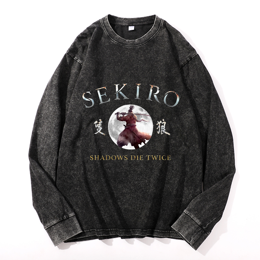 Vintage Cotton Wash Crewneck Long-Sleeve T-Shirt