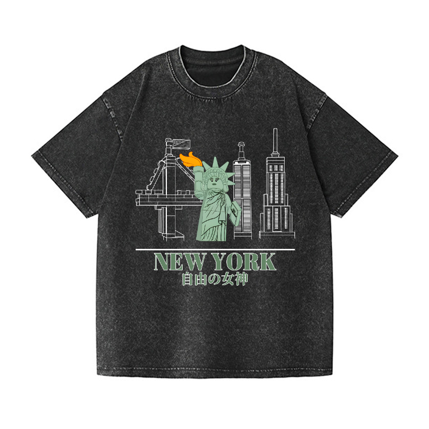 New York Vintage Wash Japanese Design T-Shirt