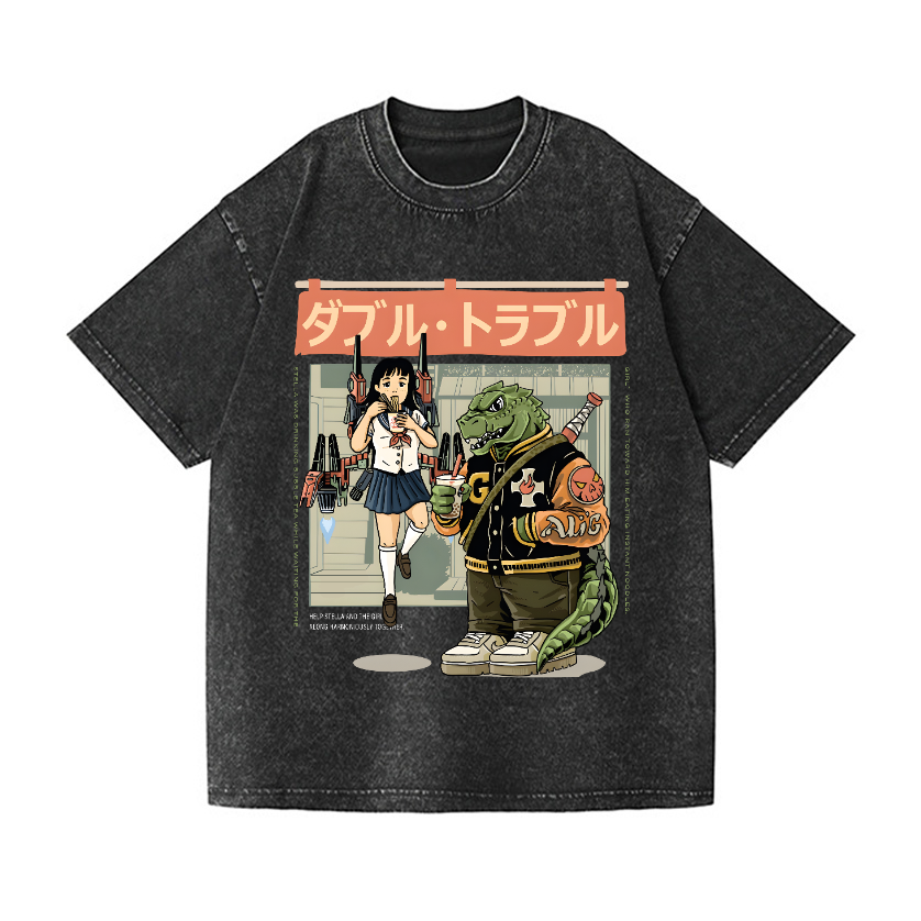 Kaiju Vintage Wash Japanese Design T-Shirt