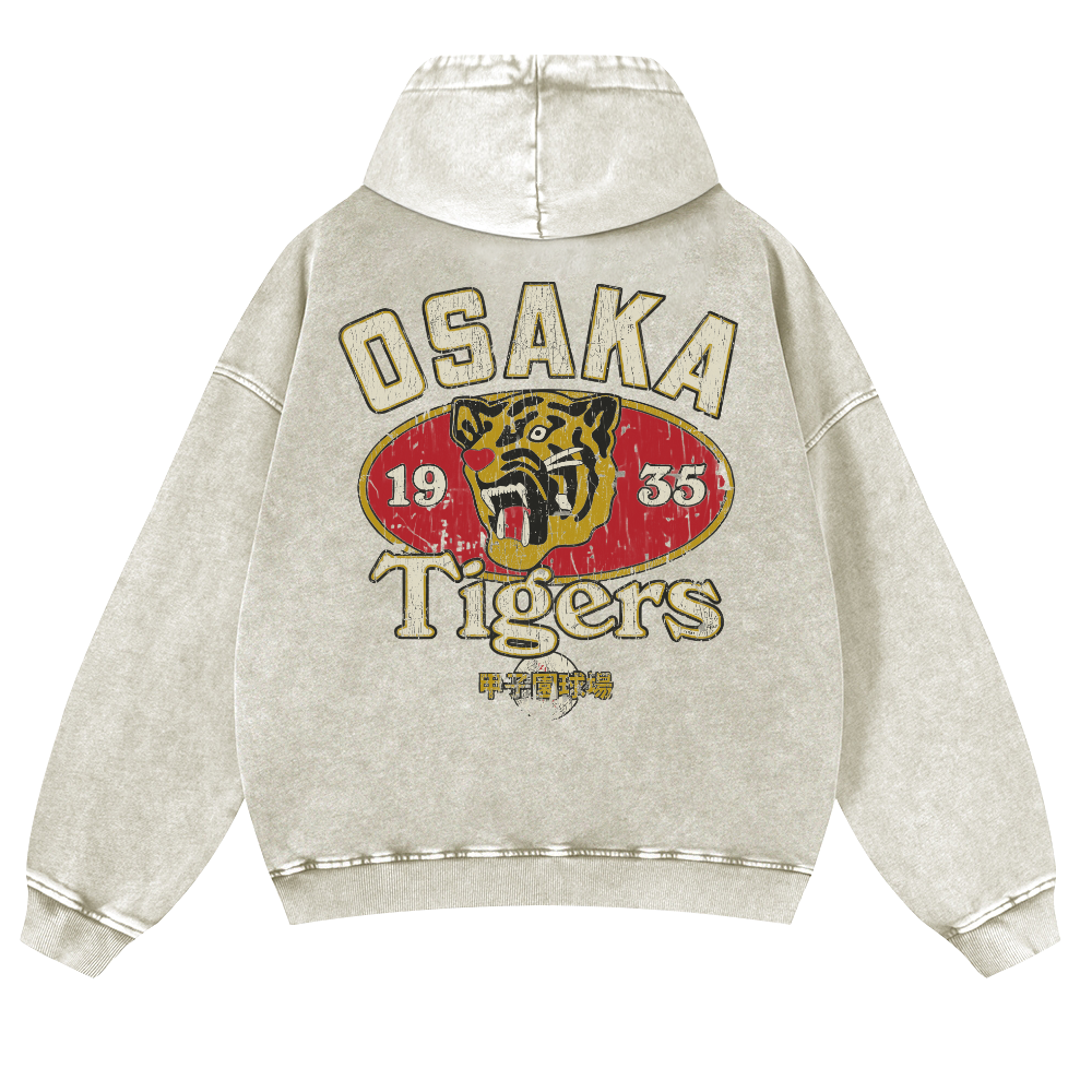 Osaka Tiger 1935 Vintage Washed Cotton Back Art Hoodie