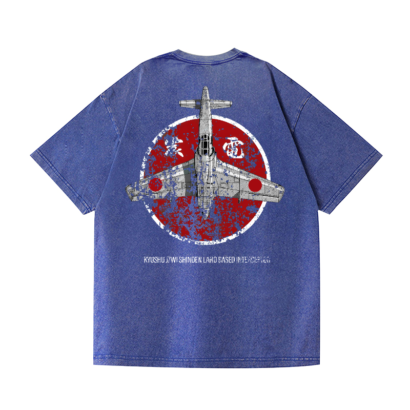 Shinden Fighter Alternate Vintage Wash Japanese Design Back Art T-Shirt