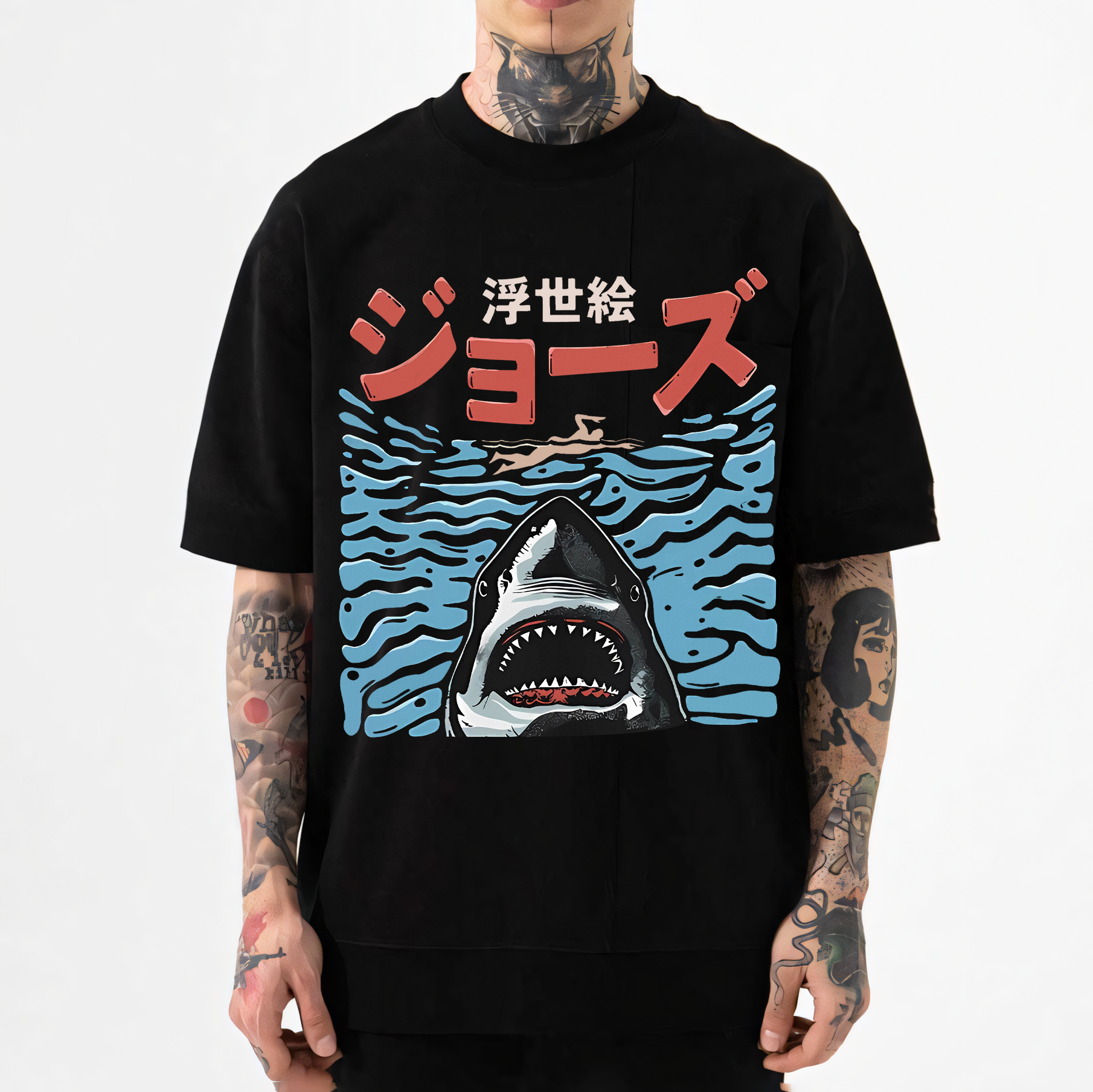 Ukiyoe Jaws Shark Japanese Style Classic Tee