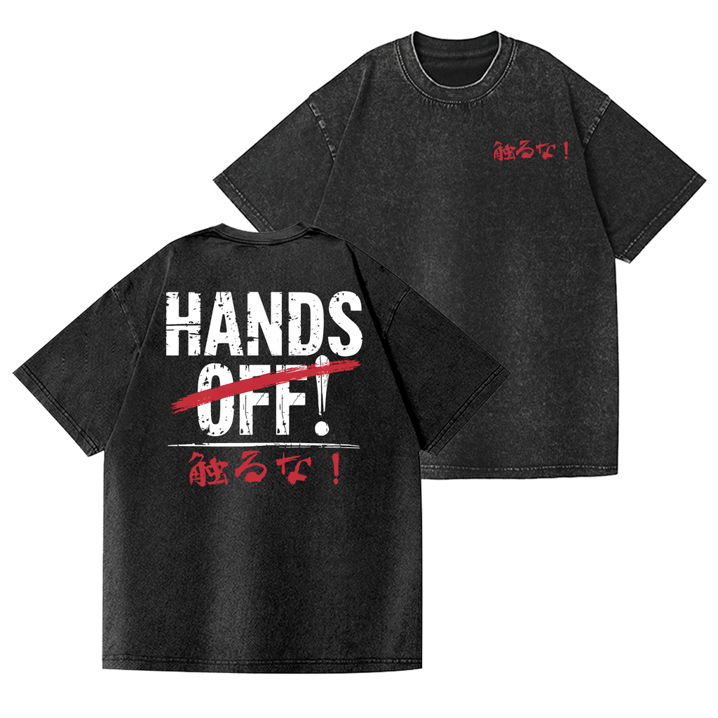 Hands Off Vintage Wash Japanese Design Back Art T-Shirt