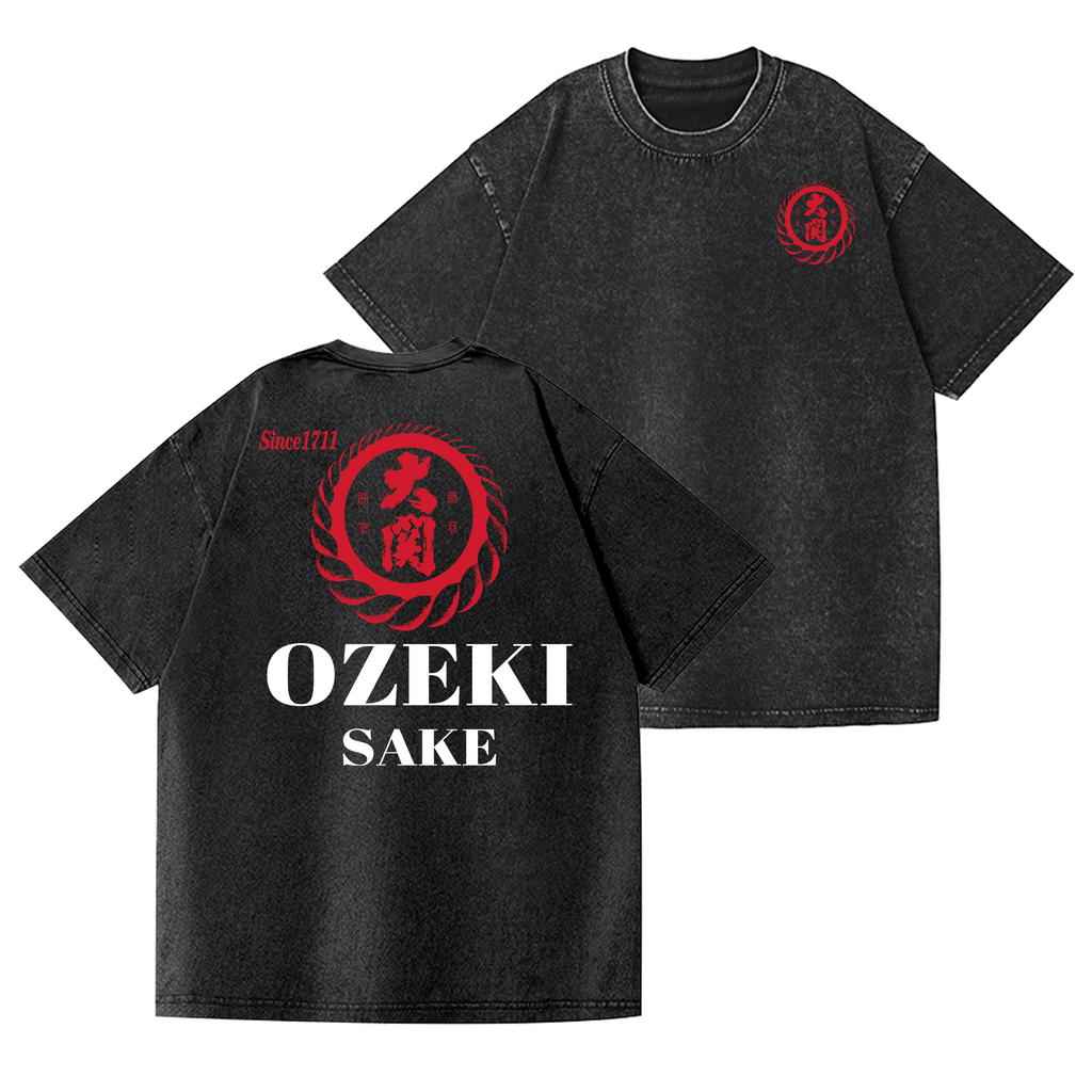 Ozeki Sake Vintage Wash Japanese Design Back Art T-Shirt