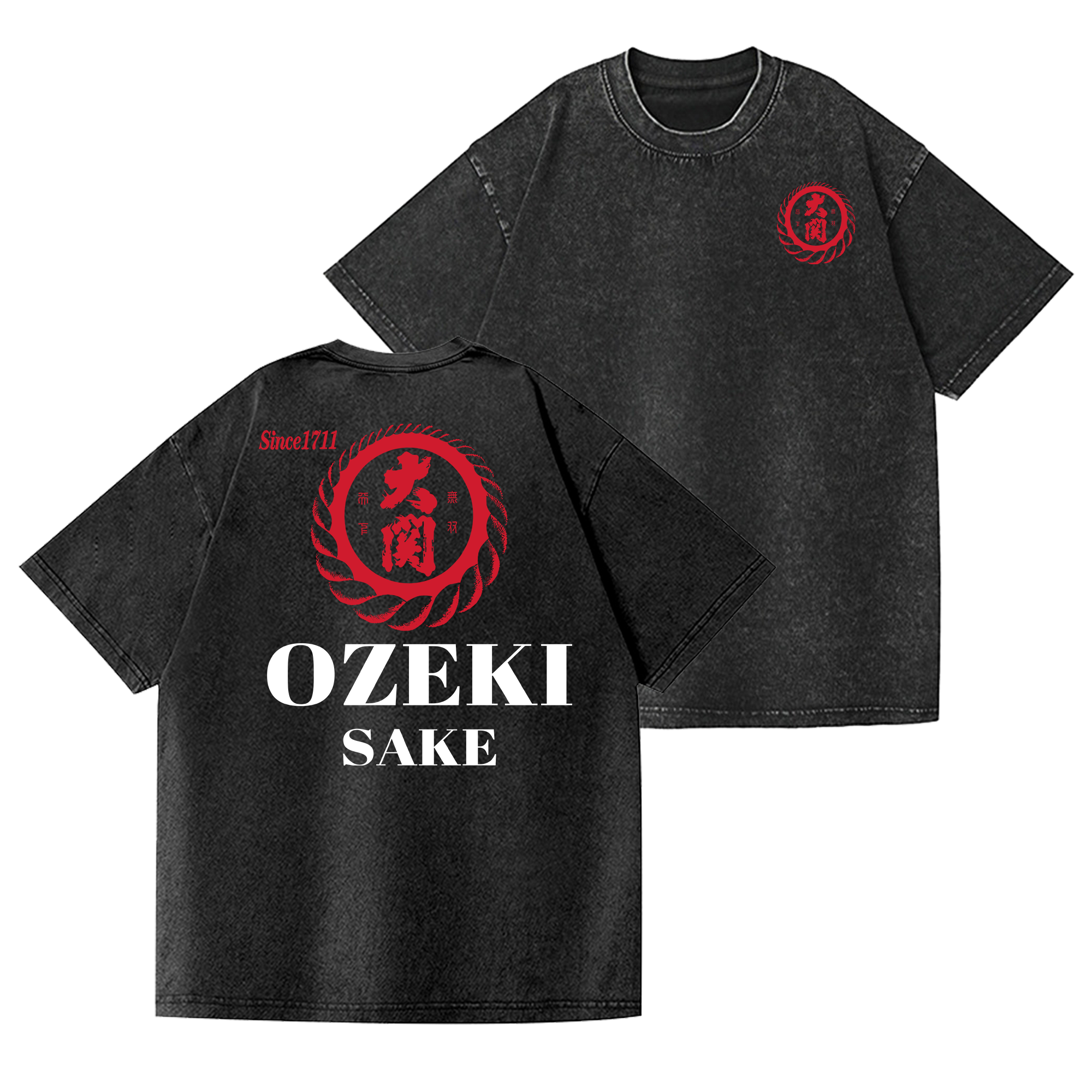 Ozeki Sake Vintage Wash Japanese Design Back Art T-Shirt