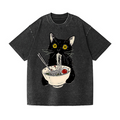Ramen Cat Vintage Wash Japanese Design T-Shirt