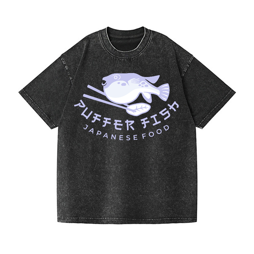 Puffer Fish Vintage Wash Japanese Design T-Shirt