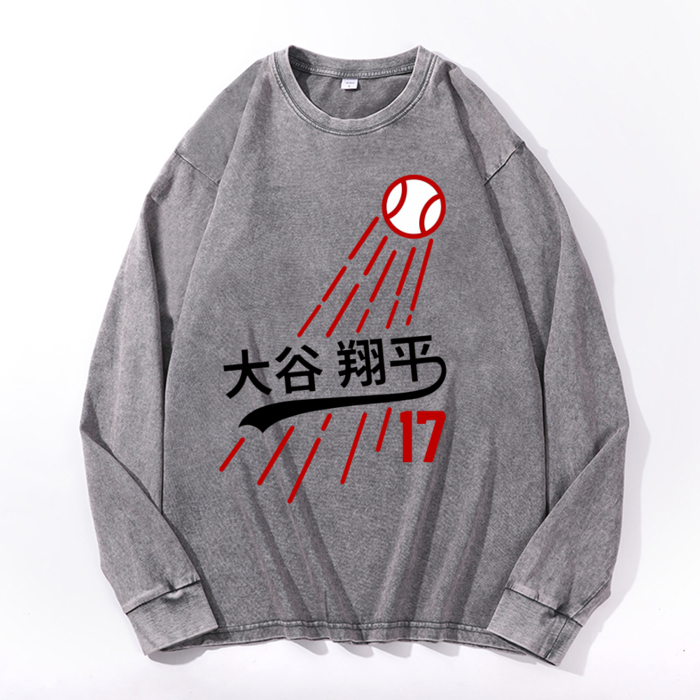 Vintage Cotton Wash Crewneck Long-Sleeve T-Shirt