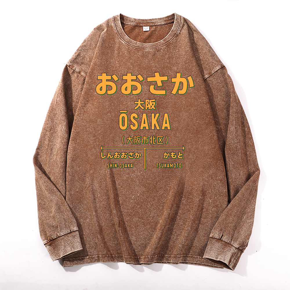 Osaka Vintage Cotton Wash Crewneck Long-Sleeve T-Shirt