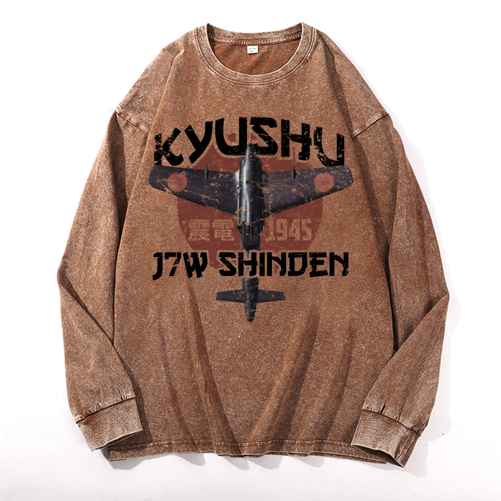 Kyushu J7W Shinden Fighter Vintage Cotton Wash Long-sleeve T-shirt