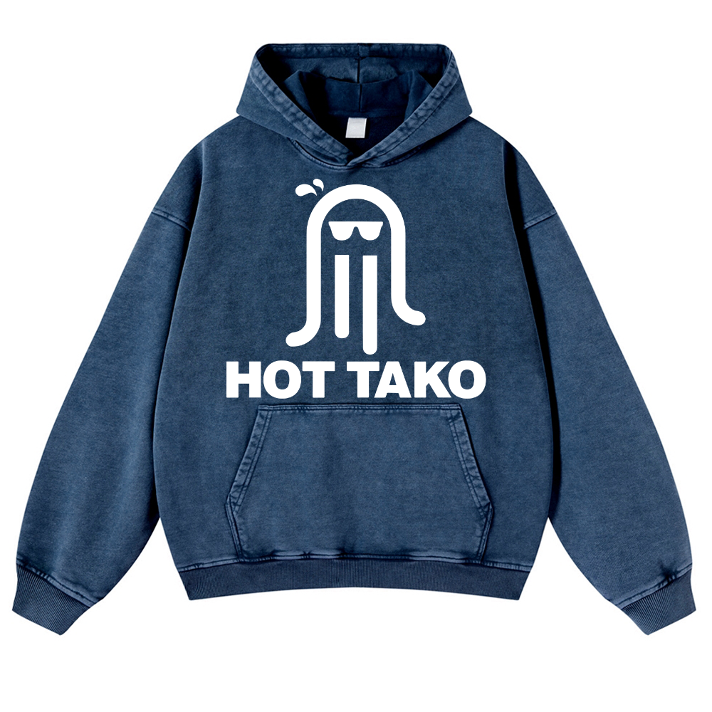 Hot Tako Octopus Vintage Washed Thick Cotton Hoodie