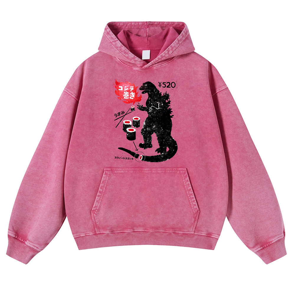 Sushi Kaiju Vintage Washed Thick Cotton Hoodie