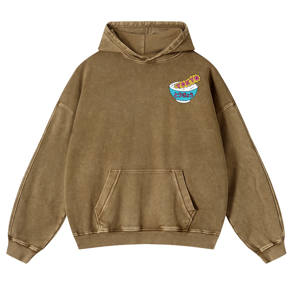 Kaiju The Monster Rice of Tokyo Vintage Washed Cotton Back Art Hoodie
