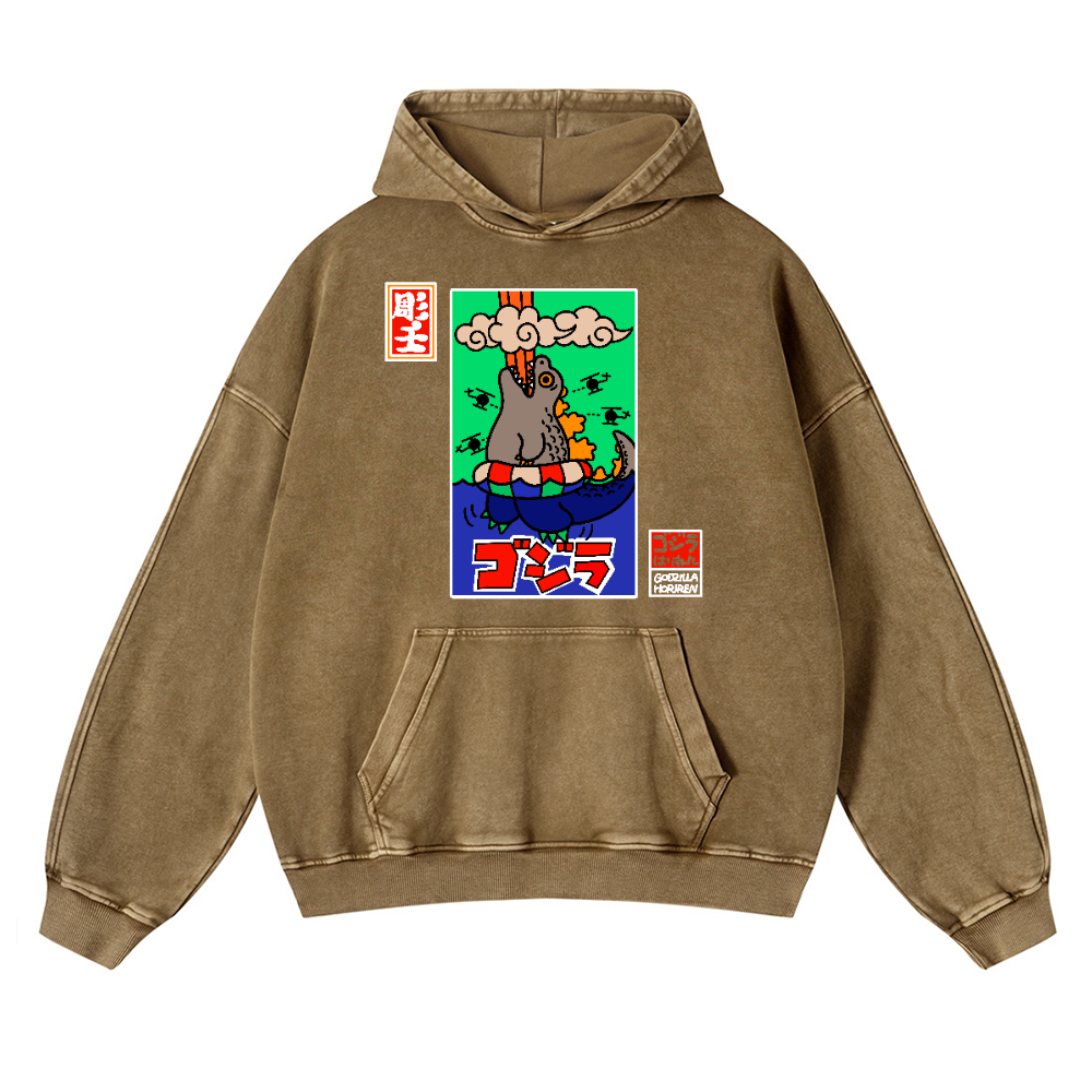 Kaiju Vintage Washed Thick Cotton Hoodie