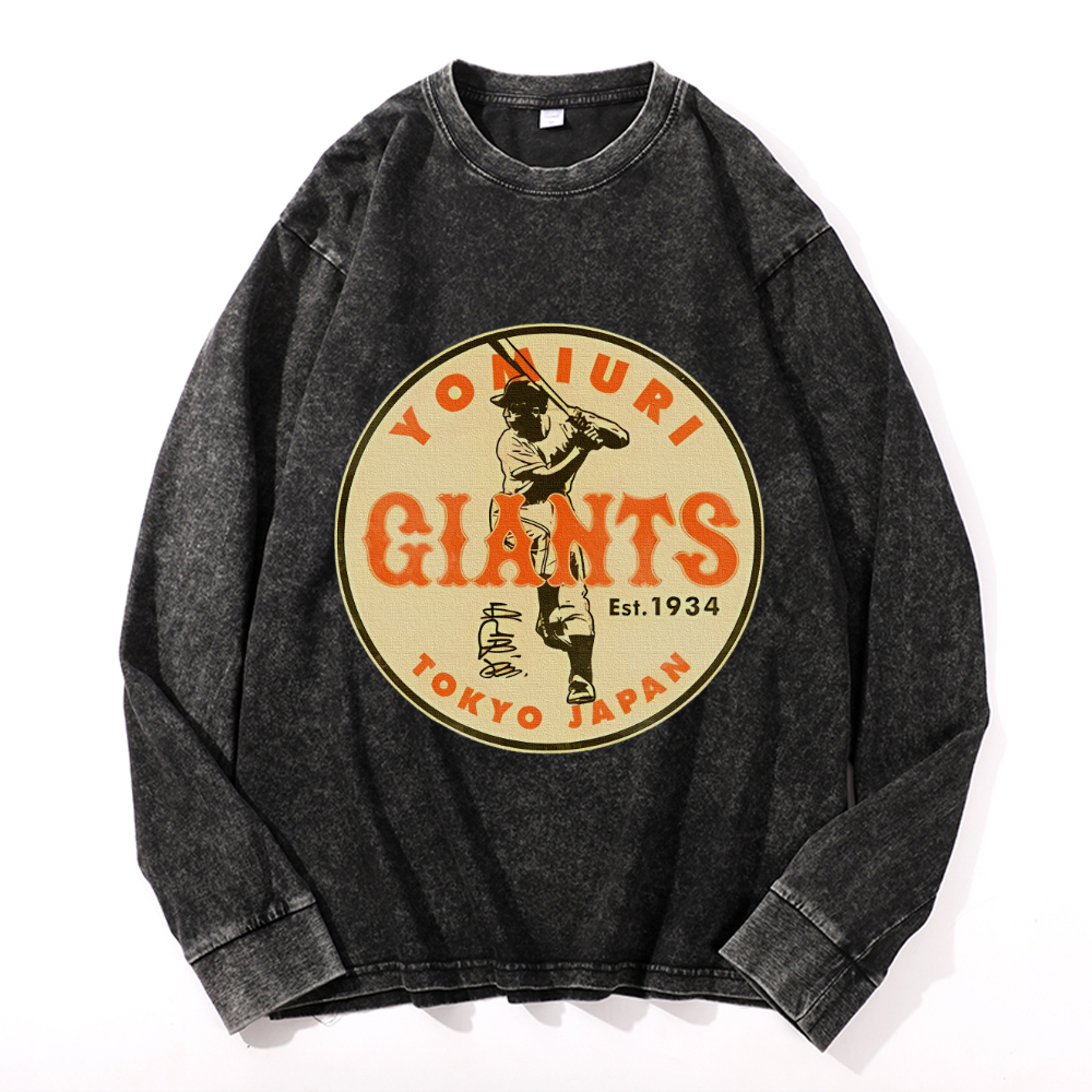 Vintage Cotton Wash Crewneck Long-Sleeve T-Shirt