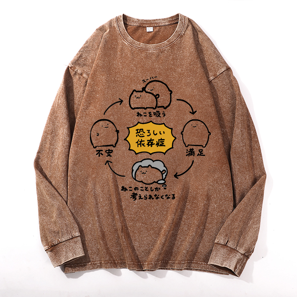 Vintage Cotton Wash Crewneck Long-Sleeve T-Shirt