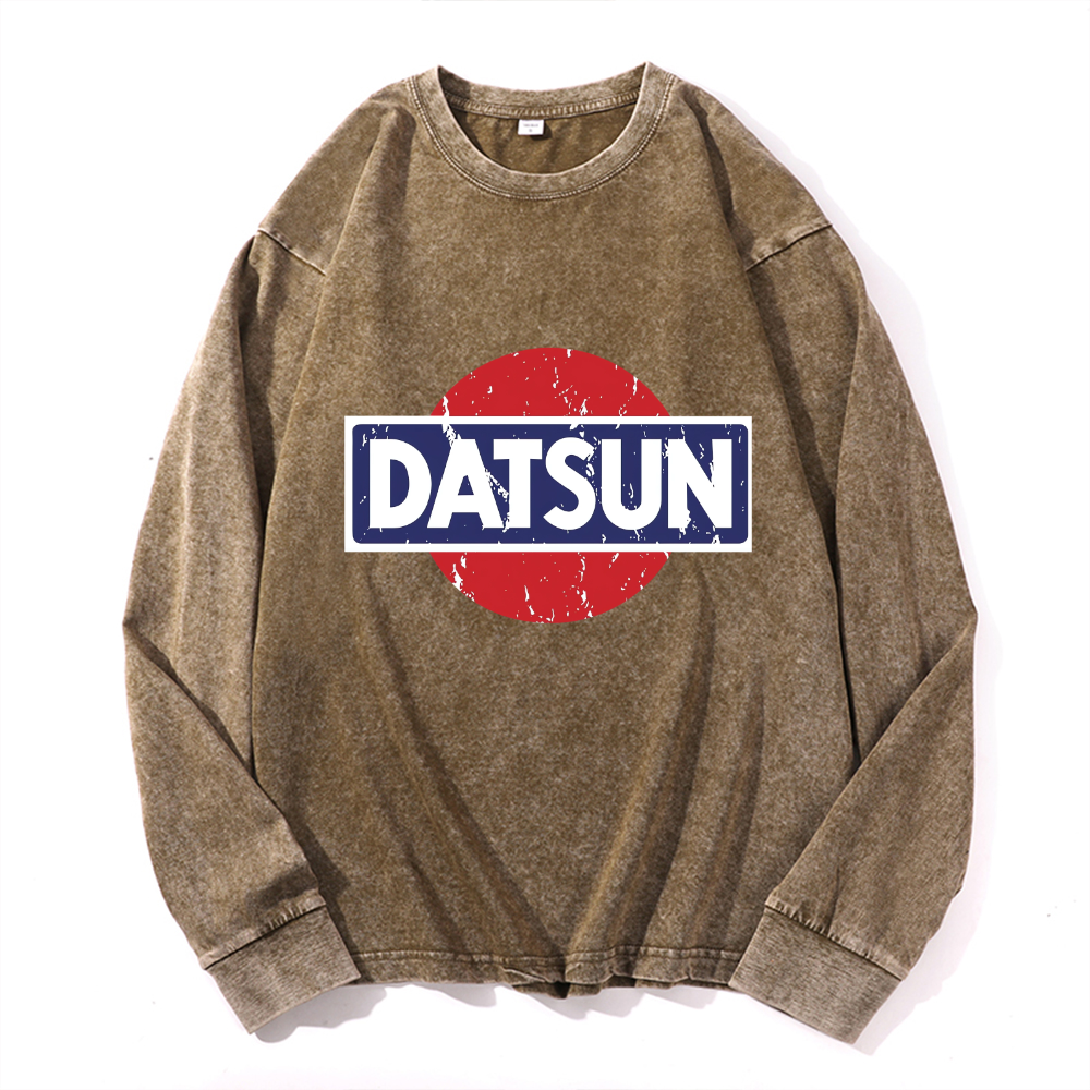 Vintage Cotton Wash Crewneck Long-Sleeve T-Shirt