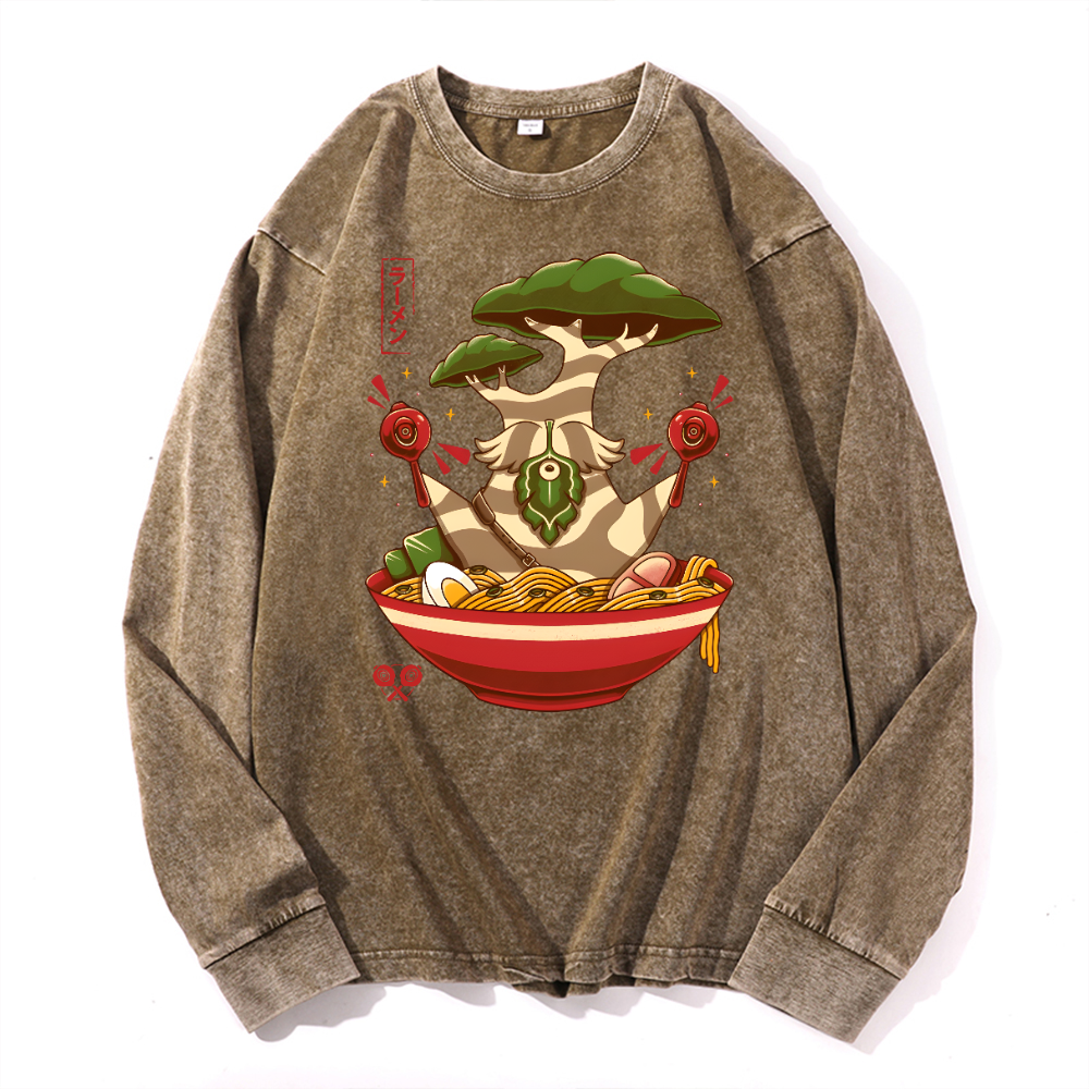 Bonsai Vintage Cotton Wash Crewneck Long-Sleeve T-Shirt